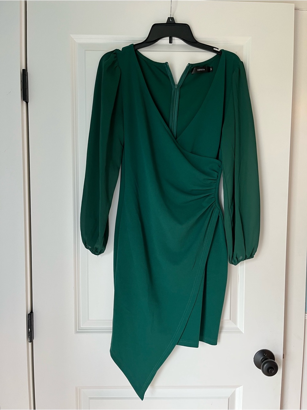 Zara Deep Green Asymmetrical Wrap Dress